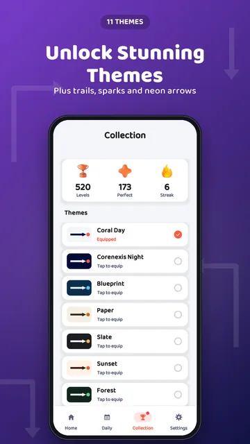 Eleven themes including dark mode
