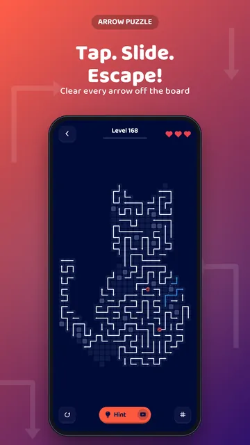 Clear every arrow to escape the maze